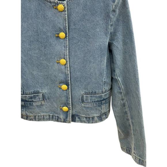 NEW ENGLISH FACTORY button detail denim jacket in blue - Picture 3 of 3